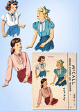 1940s Vintage McCall Sewing Pattern 1476 Uncut Little Girls Tucked Blouse Sz 12 - Vintage4me2