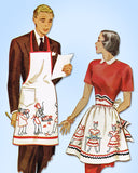 1940s Vintage McCall Sewing Pattern 1481 Cute Mr and Mrs Apron Set Fits ALL