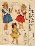 McCall 1482: 1940s Cute Toddler Girls Dress Size 6 Vintage Sewing Pattern