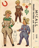 1940s Vintage McCall Sewing Pattern 1519 Toddlers Western Suit w Jodhpurs Size 4 -Vintage4me2