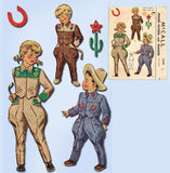 1940s Vintage McCall Sewing Pattern 1519 Toddlers Western Suit w Jodhpurs Size 4 -Vintage4me2