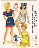 1950s Vintage McCall Sewing Pattern 1528 Toddler Girls 2 Piece Sun Suit Size 6