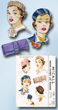 1950s Vintage McCalls Sewing Pattern 1531 Uncut Misses Hat and Clutch Purse 23H