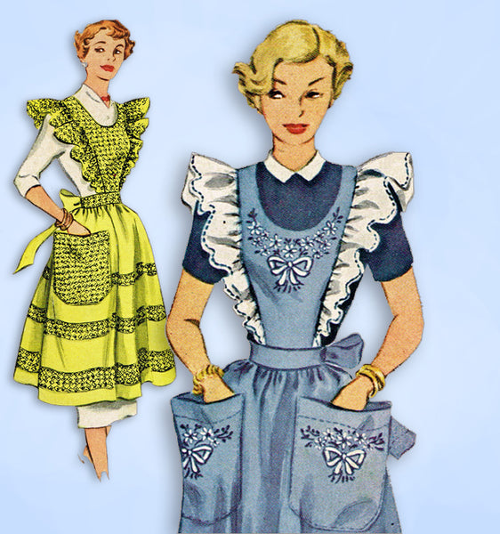 1950s Vintage McCall Sewing Pattern 1532 Uncut Mothers Pinafore Apron Sz 34 36 B