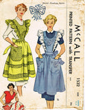 1950s Vintage McCall Sewing Pattern 1532 Uncut Mothers Pinafore Apron Sz 34 36 B