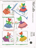 1950s VTG McCall Embroidery Transfer 1558 Uncut Applique Sun Bonnet Tea Towels