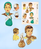 1950s Vintage McCalls Sewing Pattern 1571 Rare Misses Hat and Purse 22" Head