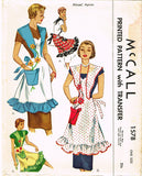 1950s Vintage McCalls Sewing Pattern 1578 Uncut Flower Pot Full Bib Apron