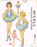1950s Vintage McCall Sewing Pattern 1583 Toddler Girls Ballet Costume w Tutu Sz4