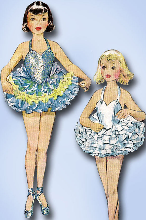 1950s Vintage McCall Sewing Pattern 1583 Toddler Girls Ballet Costume w Tutu Sz4