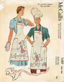 1930s ORIG Vintage McCall Sewing Pattern 1597 Uncut Mrs & Mr BBQ Apron Fits All - Vintage4me2