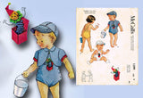 McCall's 1599: 1950s Toddlers Sun Suit Jacket & Cap Sz 3 Vintage Sewing Pattern