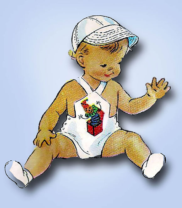 McCall's 1599: 1950s Toddlers Sun Suit Jacket & Cap Sz 3 Vintage Sewing Pattern