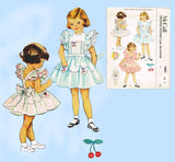 1950s Vintage McCalls Sewing Pattern 1605 Toddler Girls Ruffled Pinafore Dress 2
