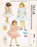 1950s Vintage McCalls Sewing Pattern 1605 Toddler Girls Ruffled Pinafore Dress 2