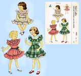 1950s Vintage McCalls Sewing Pattern 1622 Toddler Girls Clover Dress Size 2