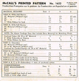 1950s Vintage McCalls Sewing Pattern 1622 Uncut Toddler Girls Clover Dress Sz 4