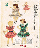1950s Vintage McCalls Sewing Pattern 1622 Uncut Toddler Girls Clover Dress Sz 4