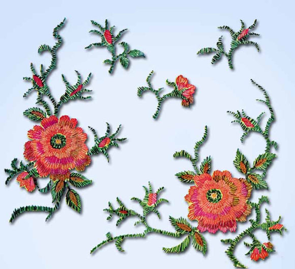 1920s Vintage McCall Embroidery Transfer 1632 Moss Rose Spanish Stole Trims FF