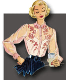 1950s Vintage McCalls Sewing Pattern 1651 Uncut Misses Embroidered Blouse 30 B