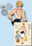 1950s Vintage McCalls Sewing Pattern 1651 Uncut Misses Embroidered Blouse 30 B