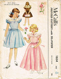 1950s ORIG Vintage McCall Sewing Pattern 1654 Toddler Girls Dress or Gown Size 4