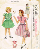 1950s Vintage McCalls Sewing Pattern 1655 Little Girls Bolero Dress Size 10 28B