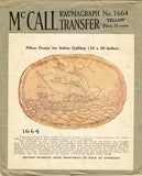 1920s Vintage McCall's Embroidery Transfer 1664 Uncut Tall Ship Quilted Pillow - Vintage4me2