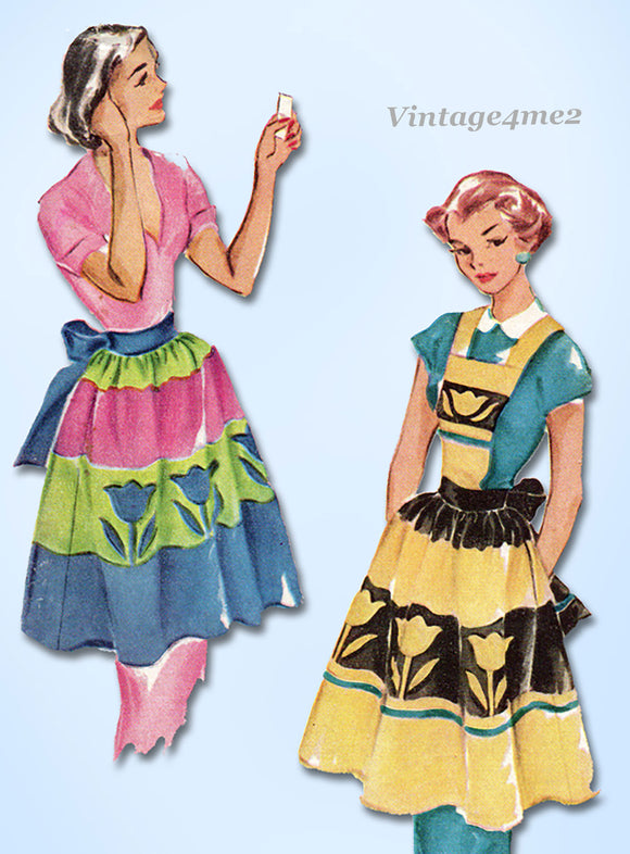 McCalls 1665: 1950s Charming Misses Tulip Apron Fits All Vintage Sewing Pattern