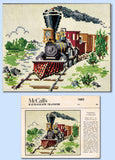 1950s Original Vintage McCall Embroidery Transfer 1683 Uncut Locomotive Scene