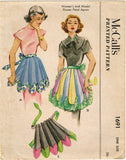 McCall 1691: 1950s Misses Uncut Flower Petal Apron Fits All Vintage Sewing Pattern