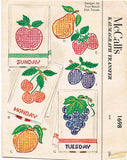 1950s Vintage McCall Embroidery Transfer 1698 Uncut DOW Fruit Ranch Tea Towels