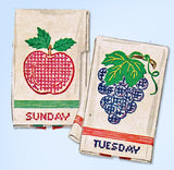 1950s Vintage McCall Embroidery Transfer 1698 Uncut DOW Fruit Ranch Tea Towels