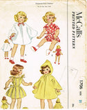 1950s Original Vintage McCalls Sewing Pattern 1706 Rare 21in Toni Doll Clothes