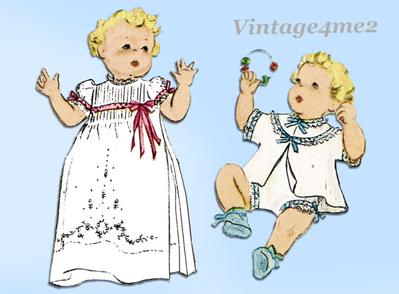 McCall 1707: 1950s Rare Infant Layette Set w Diaper Cover Vintage Sewing Pattern