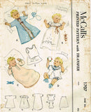 McCall 1707: 1950s Rare Infant Layette Set w Diaper Cover Vintage Sewing Pattern