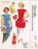 1950s Vintage McCalls Sewing Pattern 1713 Misses Tic Tac Toe Apron Sz Med