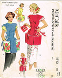 1950s Vintage McCalls Sewing Pattern 1713 Misses Tic Tac Toe Apron Sz SM 28-30 B - Vintage4me2