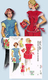 1950s Vintage McCalls Sewing Pattern 1713 Uncut Tic Tac Toe Apron Sz Large - Vintage4me2
