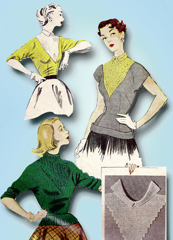 1950s Vintage McCalls Sewing Pattern 1726 Uncut Misses Sweater Blouse Sz 32 Bust - Vintage4me2
