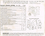1950s Original Vintage McCalls Pattern 1728 Cute 14in Betsy McCall Doll Clothes