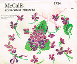1950s Vintage McCall Full Color Hot Iron Transfer 1734 Uncut Liliac Pillowcases