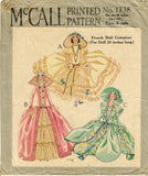 McCall 1738: 1920s Rare 30in French Boudoir Doll Clothes Vintage Sewing Pattern