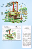 1950s Original Vintage McCall Embroidery Transfer 1764 Uncut Steamboat Scene