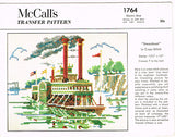 1950s Original Vintage McCall Embroidery Transfer 1764 Uncut Steamboat Scene