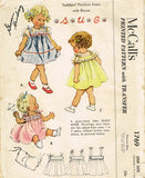 1950s Vintage McCalls Sewing Pattern 1769 Uncut Baby Girls Dress Fits Size 1-3