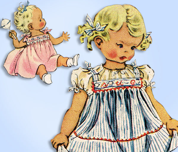 1950s Vintage McCalls Sewing Pattern 1769 Uncut Baby Girls Dress Fits Size 1-3