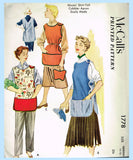1950s Original Vintage McCalls Pattern 1778 Uncut Shirt-Tail Apron Sz Med