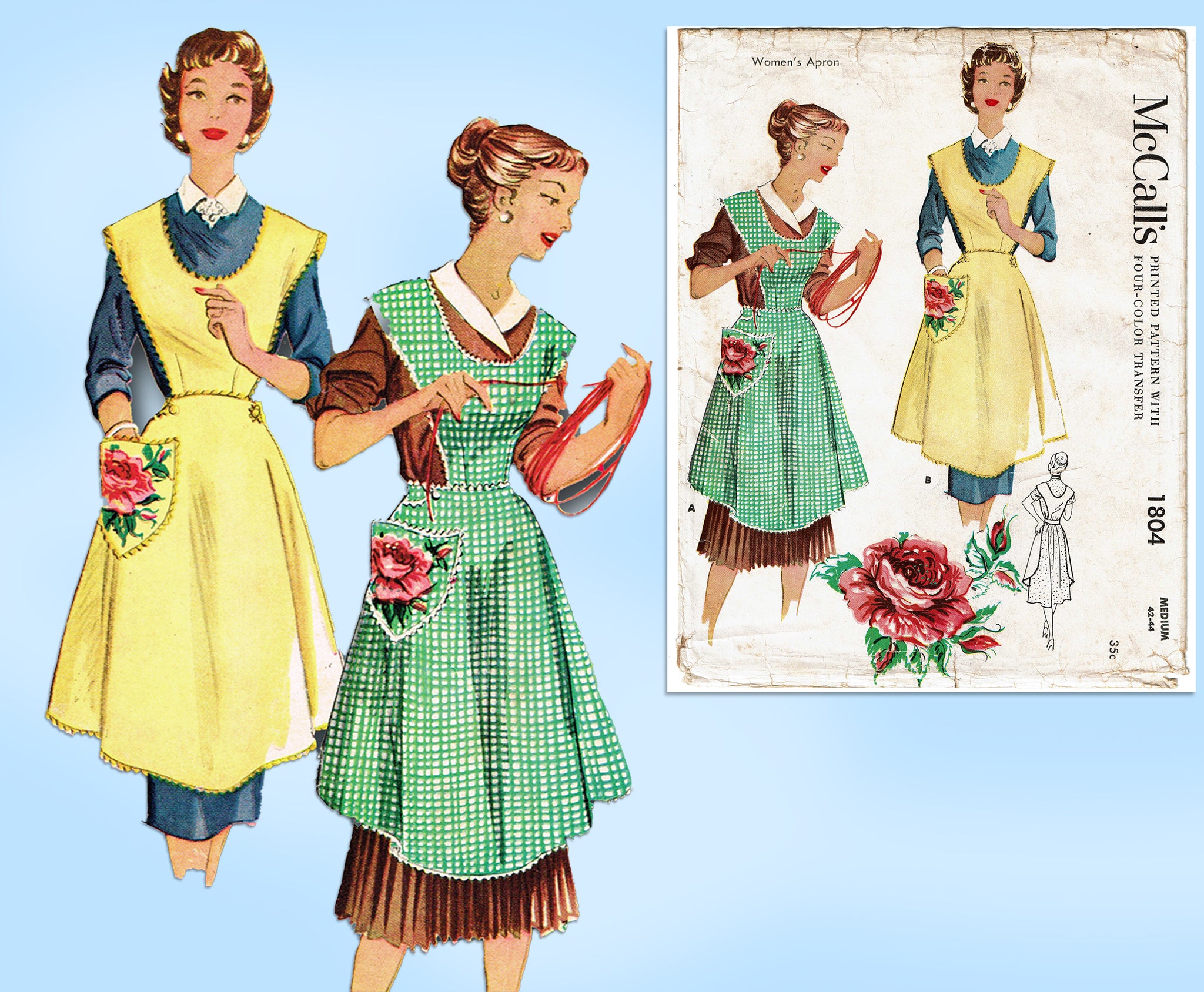 McCall's 1804: 1950s Charming Misses Apron Sz 42-44 Bust Vintage Sewin –  Vintage4me2