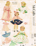 1950s Vintage McCalls Sewing Pattern 1809 18 Inch Alice & Maggie Doll Clothes